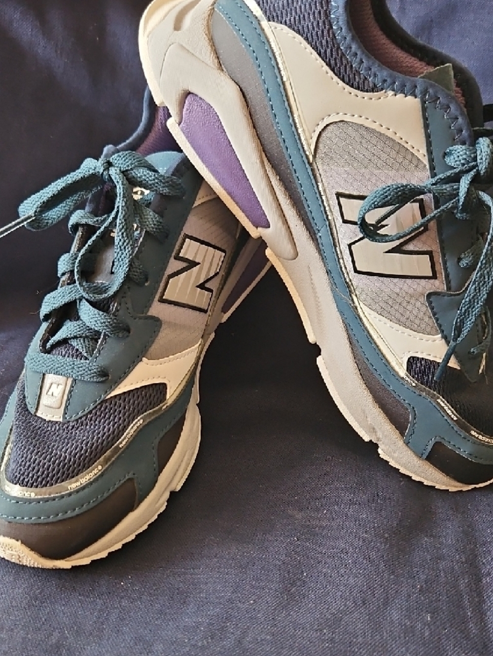 New Balance Teal Navy White Athletic Shoes - Picture 2 of 5